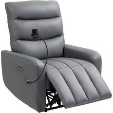 Rotatable Armchairs Homcom Grey PU Leather Electric Recliner Chair Armchair