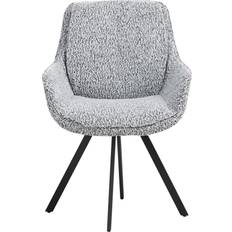 Metal - White Chairs Beliani Swivel Dining Curved Backrest Boucle Chair