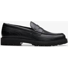 Clarks Herre Loafers Clarks Berwick Lo Standard Fit Leather Slip Ons - Black