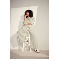 Evans Curve Women's Plus Size Stripe Linen Wide Leg Trousers