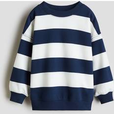 Stripes Sweatshirts H&M Boys Striped Oversized Crew-Neck Sweatshirt - Dark Blue/White