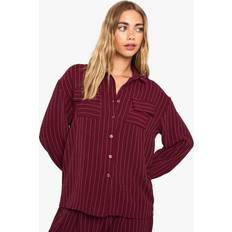 Shirts boohoo Woven Striped Pocket Oversized Shirt - Red
