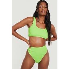 Sportswear Garment - Women Bikini Bottoms boohoo Womens Crinkle High Waisted Bikini Brief - Green
