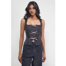 Corsets Warehouse Satin Tie Front Corset Top - Black