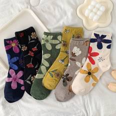 Blommiga Strumpor Temu Floral Print Mid-calf Socks 6-Pack - Hand Wash