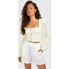Women - Yellow Shapewear & Under Garments boohoo Womens Frill Detail Hook And Eye Corset - Yellow