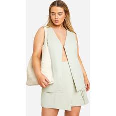Green - Women Suits boohoo Plus Hook And Eye Waistcoat Skort - Green