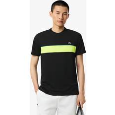 Lacoste Tennis T-shirts Lacoste Ultra Dry Printed Tennis T-shirt - Black/Flashy Yellow