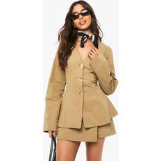 Flare Shirts boohoo Twill Seam Detail Fitted Shirt - Brown
