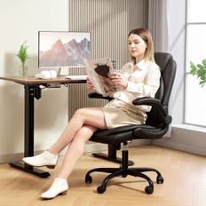 Faux Leathers Office Chairs Homcom PU Leather Desk Black Office Chair