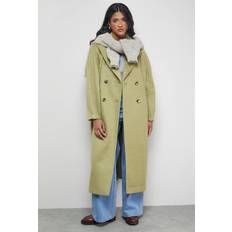 Pleats Outerwear Oasis Oversized Pleat Back Detail Maxi Coat - Green