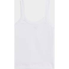 GOTS (Global Organic Textile Standard) Tank Tops By Malene Birger Frillio Ribbed Monogram Tank Top - Pure White