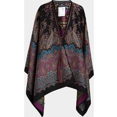 Capes & Ponchos Etro Dream Cape With Leather Trim - Print On Blue