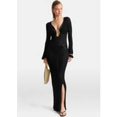 Tala Multiway Gold Ring Long Sleeve Resort Knit Dress - Black