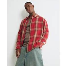 River Island M Shirts River Island Loose Fit Check Shirt - Red