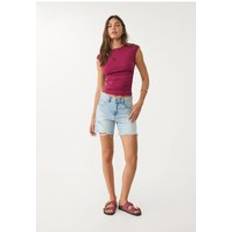 Flare Tops Stradivarius Basic Fitted T-shirt with Gathering - Burgundy