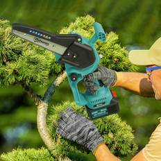 Chainsaws OutSunny 8 Inch Electric Chainsaw Brushless Motor Blue