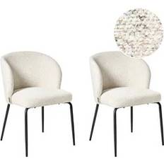 Irons Chairs Beliani Set of 2 Dining Chairs Boucle Fabric Chair 2pcs