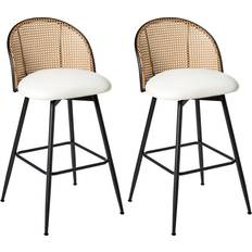 Metal - White Bar Stools Beliani Set of 2 Retro Chairs Swivel Faux Leather Bar Stool 2pcs