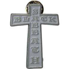 Black Brooches Cross Band Logo Pin Badge - Black