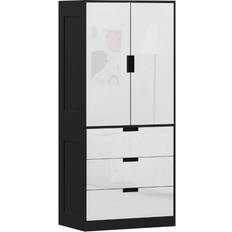 Sliding Doors Wardrobes Homcom 2 Door White With 3 Drawer Wardrobe