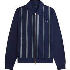Fred Perry Striped Collared Track Jacket - Blue