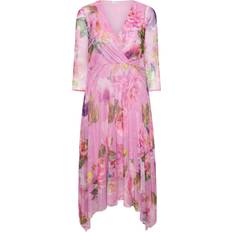 Yours Asymmetrische Midijurk Van Mesh Bloemenmotief - Pink