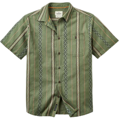 Passenger Chill Textured Short Sleeve Shirt - Wild Green Stripe