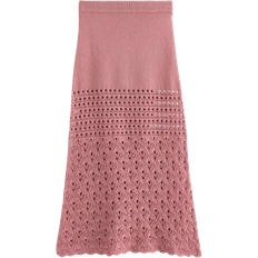 Dam - Rosa Kjolar Lindex Hole Knitted Maxi Skirt - Pink