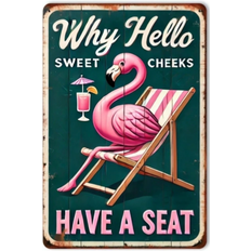 Iron Wall Decorations Shein 1pc Vintage Flamingo Metal Sign, Size 30x20cm, Novel Iron Wall Art, Retro Decor Suitable For Home, Kitchen, Dining Room, Bedroom, Garden, Bathroom, Garage, Office, Unique Gift Idea, Random Hole Style Multicolour Wall Decor 20x30cm