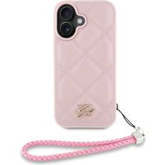 Quilted Initial Logo Chain Strap Case iPhone 16 Pink