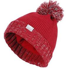 Trespass Kid's Bobble Hat Knitted Fleece Lined Nefti - Red