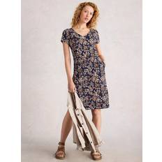 Tallie Leaves Jersey Dress - Navy/Multi