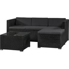 Juskys Punta Cana - Black, Gray Outdoor Lounge Set, 1 Table incl. 1 Sofas