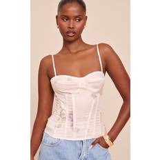Beige Corsets PrettyLittleThing Print Structured Corset Top - Beige