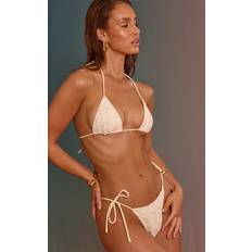 PrettyLittleThing Flower Embroidered Tie Side Bikini Bottoms