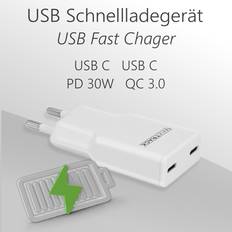 Maxtrack Schnell Ladegerät 2 USB C Extra Klein Flach PD 30W QC 3.0