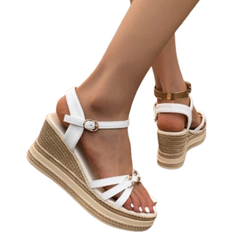 Shein Womens Platform Wedge Sandals Summer New Arrival Fashionable MetalCross And Open Toe SlipOn Sandals Casual And Versatile For Outdoor Gatherings Comfor