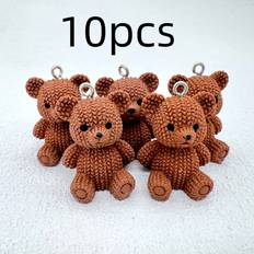 Temu Adorable 3D Resin Teddy Bear Pendants - Multicolor
