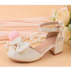 White Ballerinas Children's Shoes Shein Girls Flower Girl Wedding Party Ballet - White