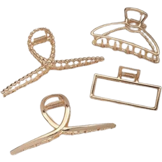 Shein 4pcs Simple Geometric Hollow Alloy Large Claw Clips, Vintage Style Hair Accessories Suitable For Women Daily Wear Hair Jaw Clip Hair Clamps Hair Clutc