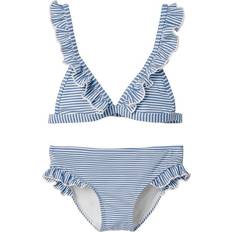 Randiga Bikinis Barnkläder Name It Striped Bikini - Lake Blue