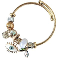 Titan Armband Shein 1pc Evil Eye Charm Beaded Bracelet Titanium steel Alloy Rhinestone Charm Beaded Bracelet