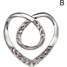White - Women Brooches Maxpower Women Metal Rhinestone Heart Scarf Brooch Clip T-shirt - White