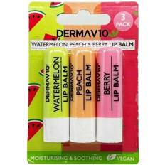 Derma V10 Lip Balm Watermelon, Peach & Berry 3-pack