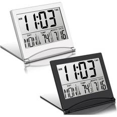 2 Pcs Digital Travel Alarm Clock Foldable LCD