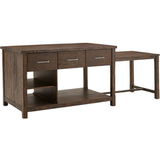 Kitchen Units iNSPIRE Q Tali Reclaimed Look Extendable Kitchen Island - Brown Top
