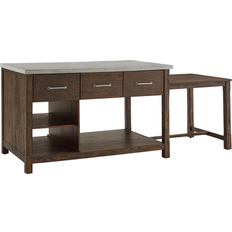 Kitchen Units iNSPIRE Q Tali Reclaimed Look Extendable Kitchen Island - Brown