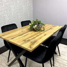 Iron Dining Sets Kosy Koala Wooden Brown Table With 4 Velvet Chairs Dining Set