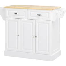 Kitchen Units Homcom Triple Cabinet Kitchen Island On Wheels with Drawers - White